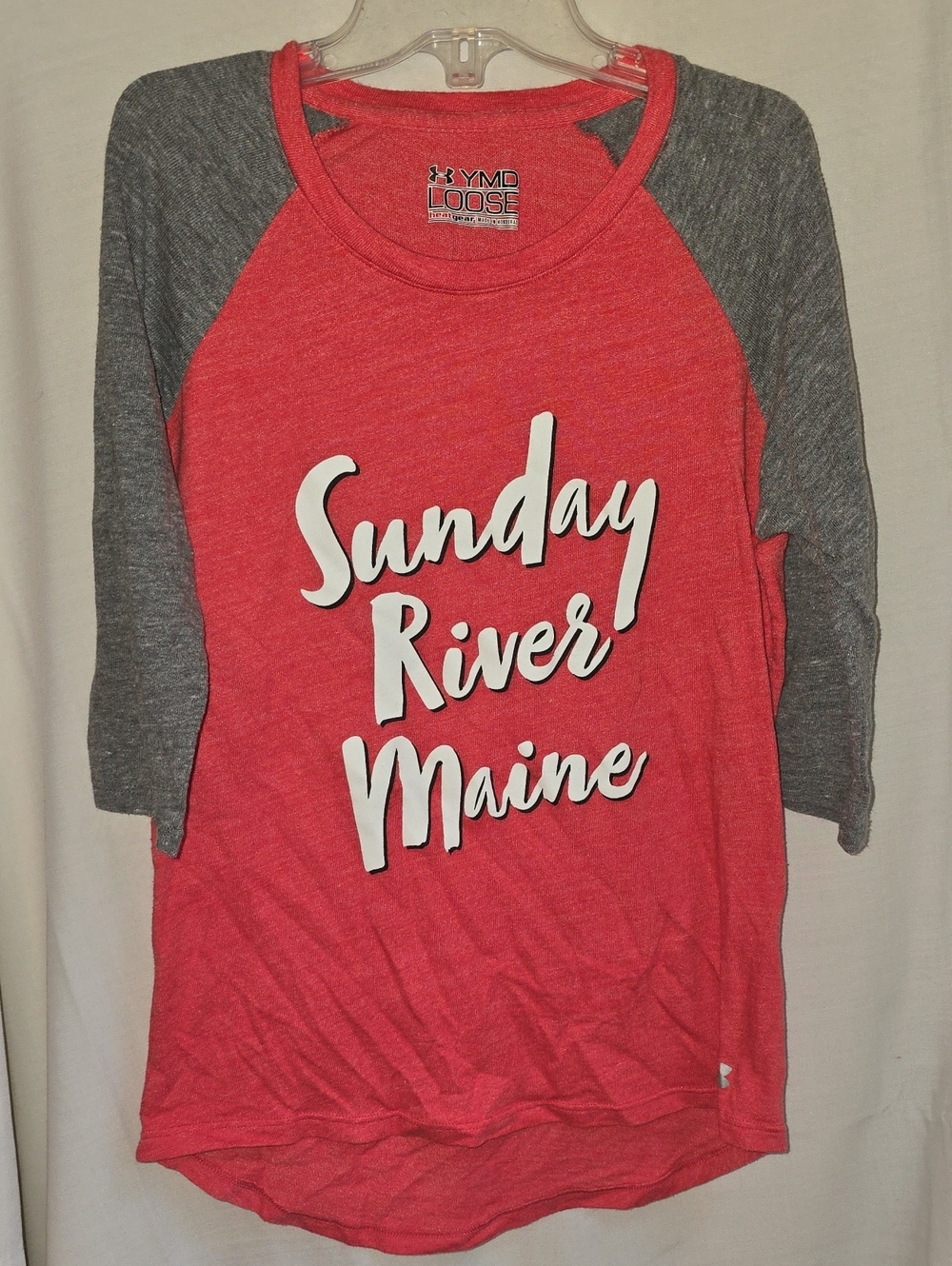 Under Armour Red & Gray Raglan 'Sunday River Maine' Ski Mountain Tee